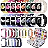 16 Pack Band Compatible with Apple Watch Bands 40mm 41mm 42mm 44mm 45mm 46mm for Women Men, Screen Protector Case Band&Organizer for iWatch Series 11 10 9 8 7 6 5 4 SE(Please select the correct size)