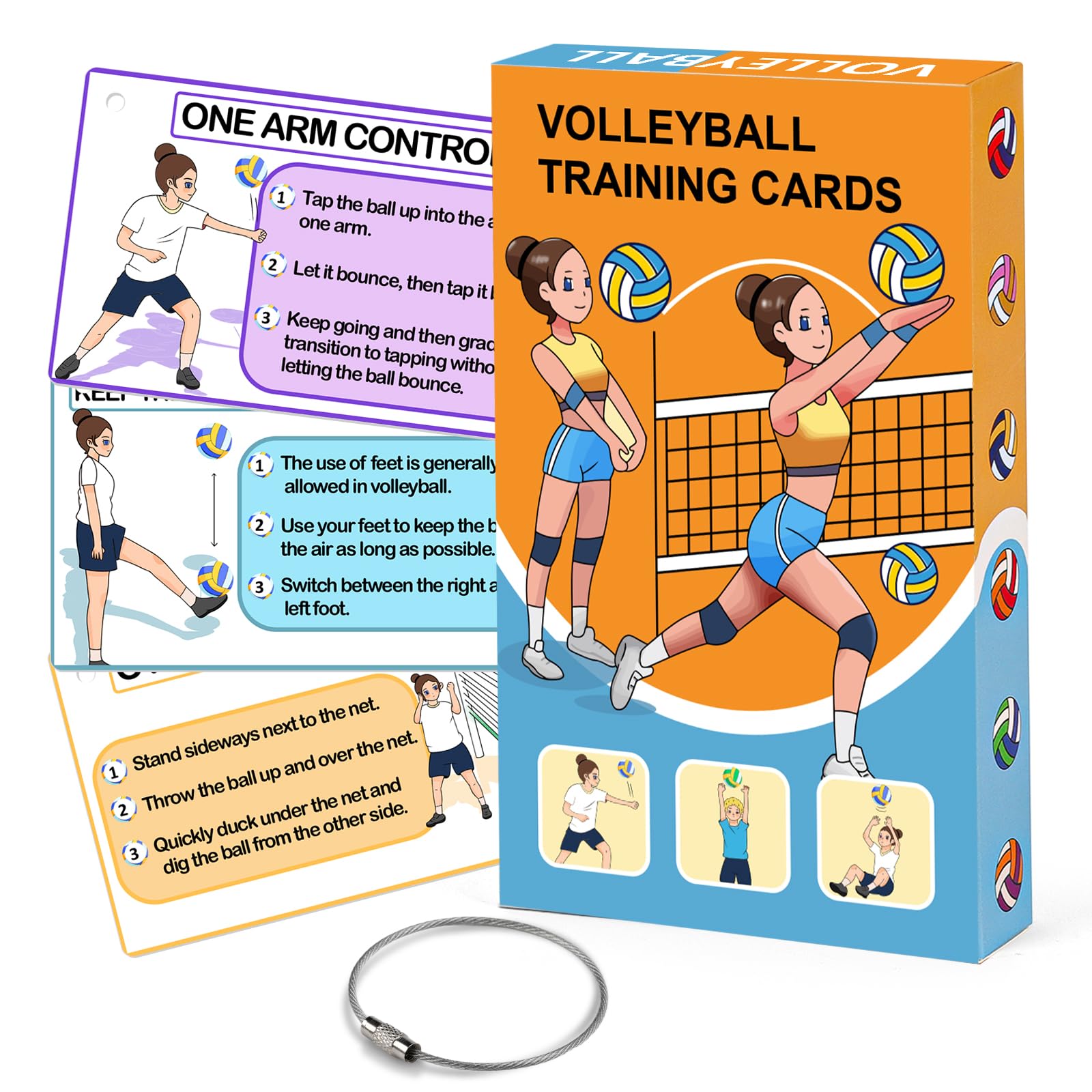 Photo 1 of 19 Pcs Volleyball Training Equipment Aid Cards For Solo Practice 3“×5” Volleyball Accessories PVC Volleyball Stuff Cards Volleyball Gifts For Teen Girl Kids Beginner Spike Serve Rebounder Drill