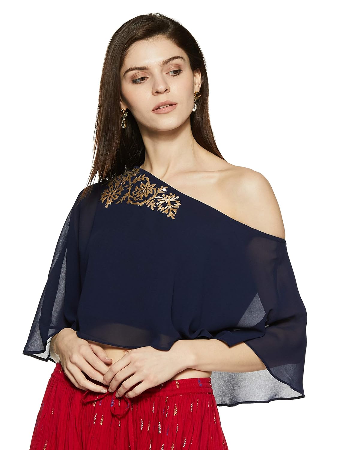 indya women's floral regular fit top