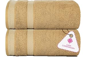CASA COPENHAGEN Solitaire Luxury Hotel & Spa Quality, Beach Towel, 600 GSM Premium Cotton, 2 Piece Bath Sheet Set, Size - 36 x 72 Inches - Beige