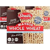 Streit's Whole Wheat Matzo, Non-GMO, Sodium Free, Vegan, Kosher (3-Pack) | Thin &amp; Crispy Crackers, Sodium Free, Low Fat, Family Owned, Perfect for Soups, Spreads &amp; Snacking
