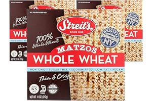 Streit's Whole Wheat Matzo - Thin & Crispy, Non-GMO, Sodium Free, Low Fat, Vegan, Family Owned, Kosher Certified (11oz, Pack of 3)