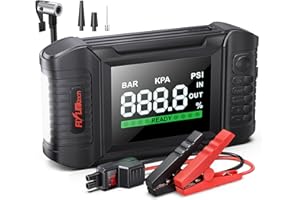 FLYLINKTECH Car Battery Jump Starter with Air Compressor, 150PSI 5000A 20000mAh Jump Starter Battery Pack(All Gas/10.0L Diesel), Safe Car Jumper Box with Display, 160W DC Out, Emergency Light