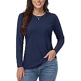 YUCOLEN Long Sleeve Shirts for Women Cotton Crewneck Casual T-Shirts Soft Basic Tee Long Sleeve Tops