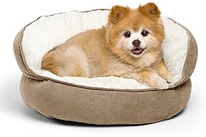 Best Friends by Sheri Pet Throne High Bolster Orthopedic Relief Cat and Dog Bed, Wheat, Mini