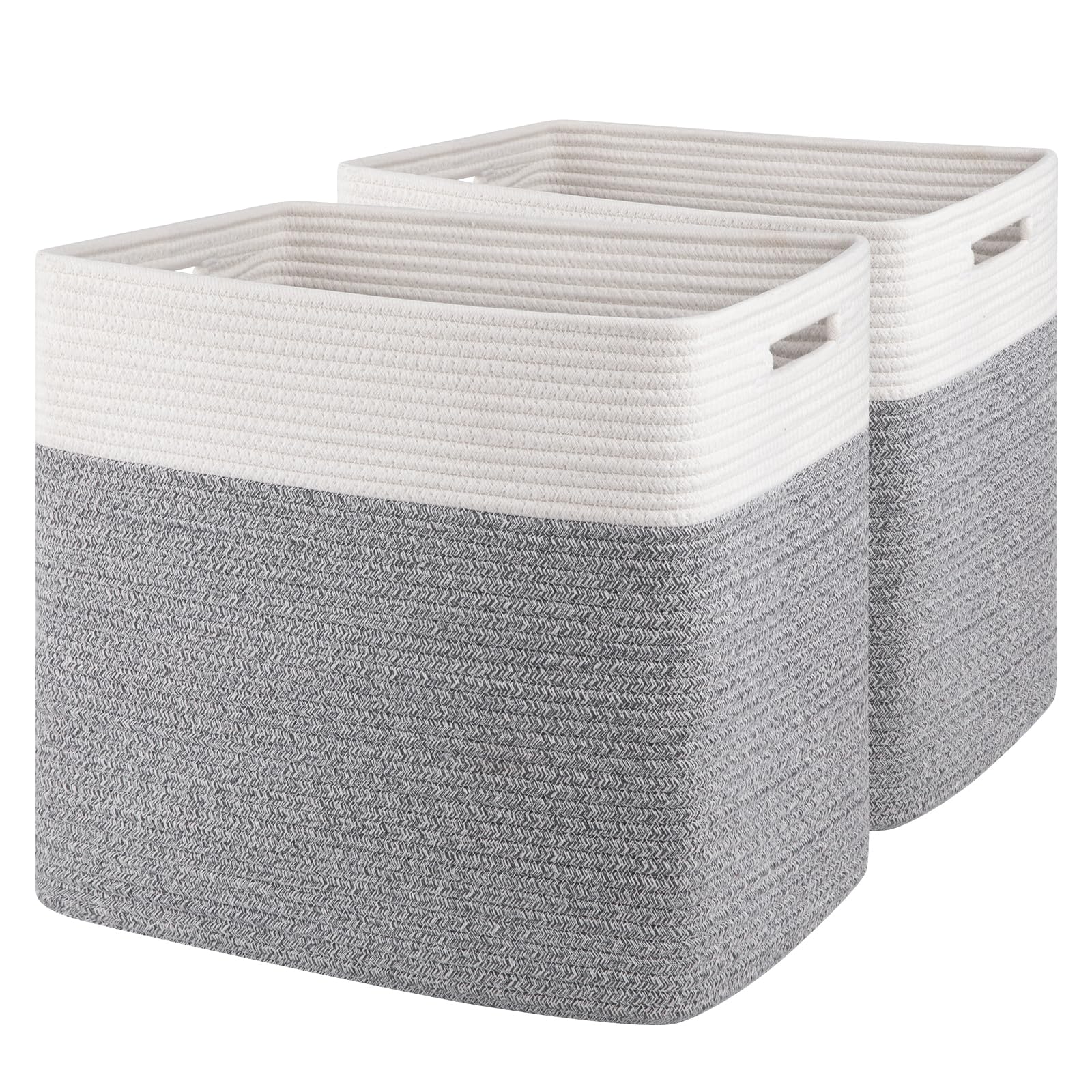 Photo 1 of OIAHOMY Storage baskets for Shelf, Toy Storage Basket, Large Collapsible Storage Bins, Blanket Basket Living Room, Closet Storage for Bedroom, 16.5 x 13 x 15 Inches-Pack of 2-Grey