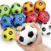 Gabotrie 12Pcs Soccer Stress Balls, 2.75 Inch Mini Foam Sports Balls, Stress Relief Squeeze Ball, Assorted Colors Mini Soccer Ball for Anxiety Relief School Carnival Reward Gift Party Favors(6 Color)