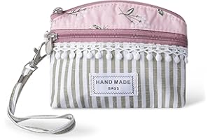 ABBERRY Cute Floral Pattern Coin Purse for Women Small Wallet with Zipper and Wrist Strap