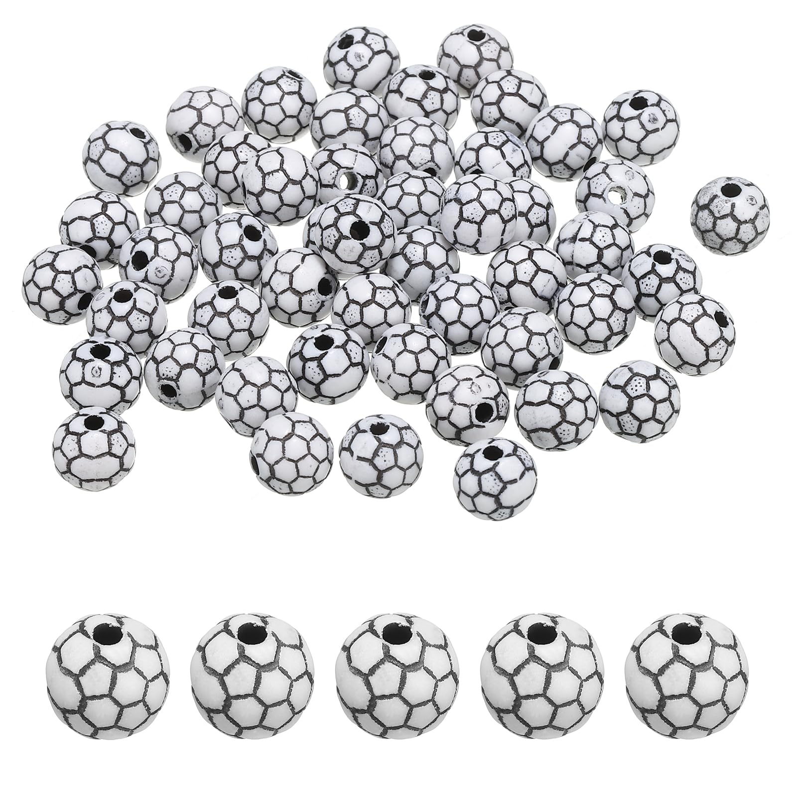 PATIKIL 10mm Sports Ball Beads, 100 Pcs Acrylic Football Beads Bulk Round Sports Spacer Beads for DIY Crafts Bracelet Necklace Making