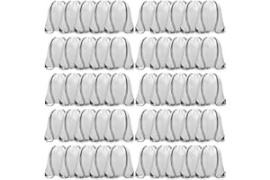 Grneric 50Pcs Drawstring Backpack Bulk Cinch Bag, Drawstring Bags Polyester for Gym Sports Beach Party Trip (White)
