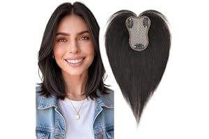 MY-LADY Hair Topper for Women Human Hair Loss Thin 8 * 11CM Lace Base Clip in Real Remy Hairpieces with Side Bangs Hand-Tied 