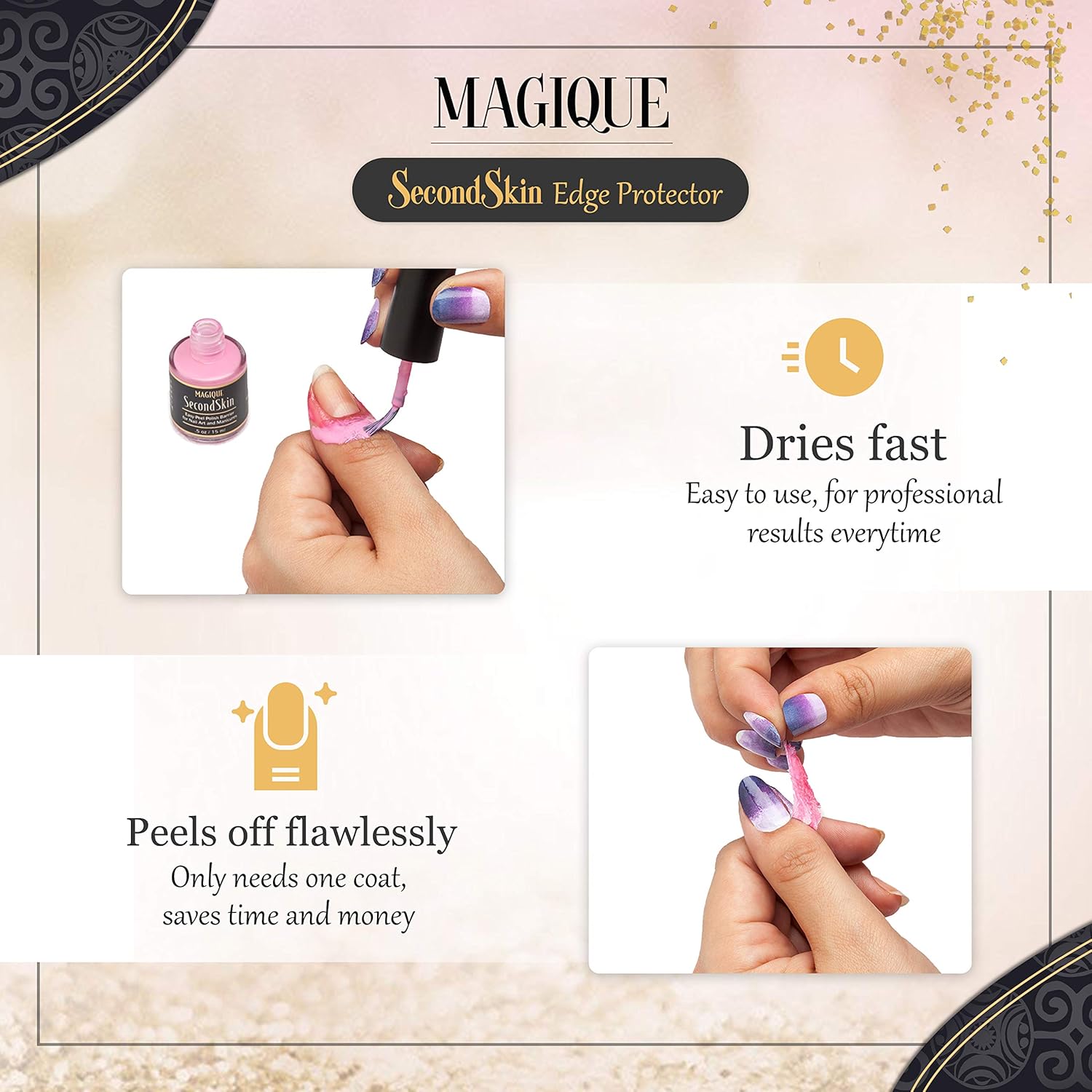 Simply Peel Liquid Latex for Nails - Nail Polish Protector for Fingers - Nail Peel Off Liquid Tape - Peel Away Liquid Nail Tape - Nail Polish Guard - Nail Latex Peel Off - Magique SecondSkin 0.5 Fl Oz : Beauty