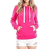 Urban Look Womens Active Long Sleeve Fleece Lined Fashion Hoodie Pullover with Plus Size