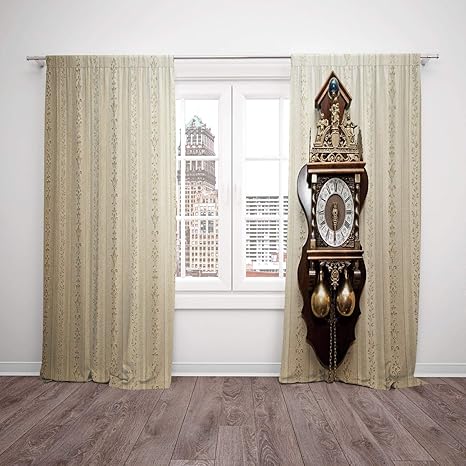 Thermal Insulated Blackout Window Curtain Clock Decor An Antique