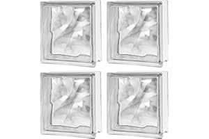 BOLDWAY 4 Packs-7.48"x7.48"x3.54" High Transparency Cloud and Mist Patterned Square Hollow Glass Brick - Used in Building Fields Such as Restaurant partitions,bathrooms,and for DIY Lighting fixtures etc