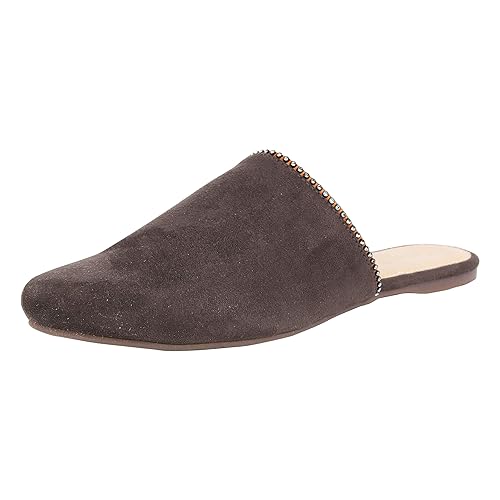 grey suede mules