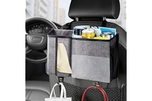 YSCEN Car Trash Cup Holder, Car Storage Bin- Car Bag Hanging with Storage Pockets Collapsible and Portable Car Storage Bin - car Bag Accessories (Grey)