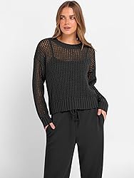 ANRABESS Womens 2 Piece Outfits Crochet Sheer Knit