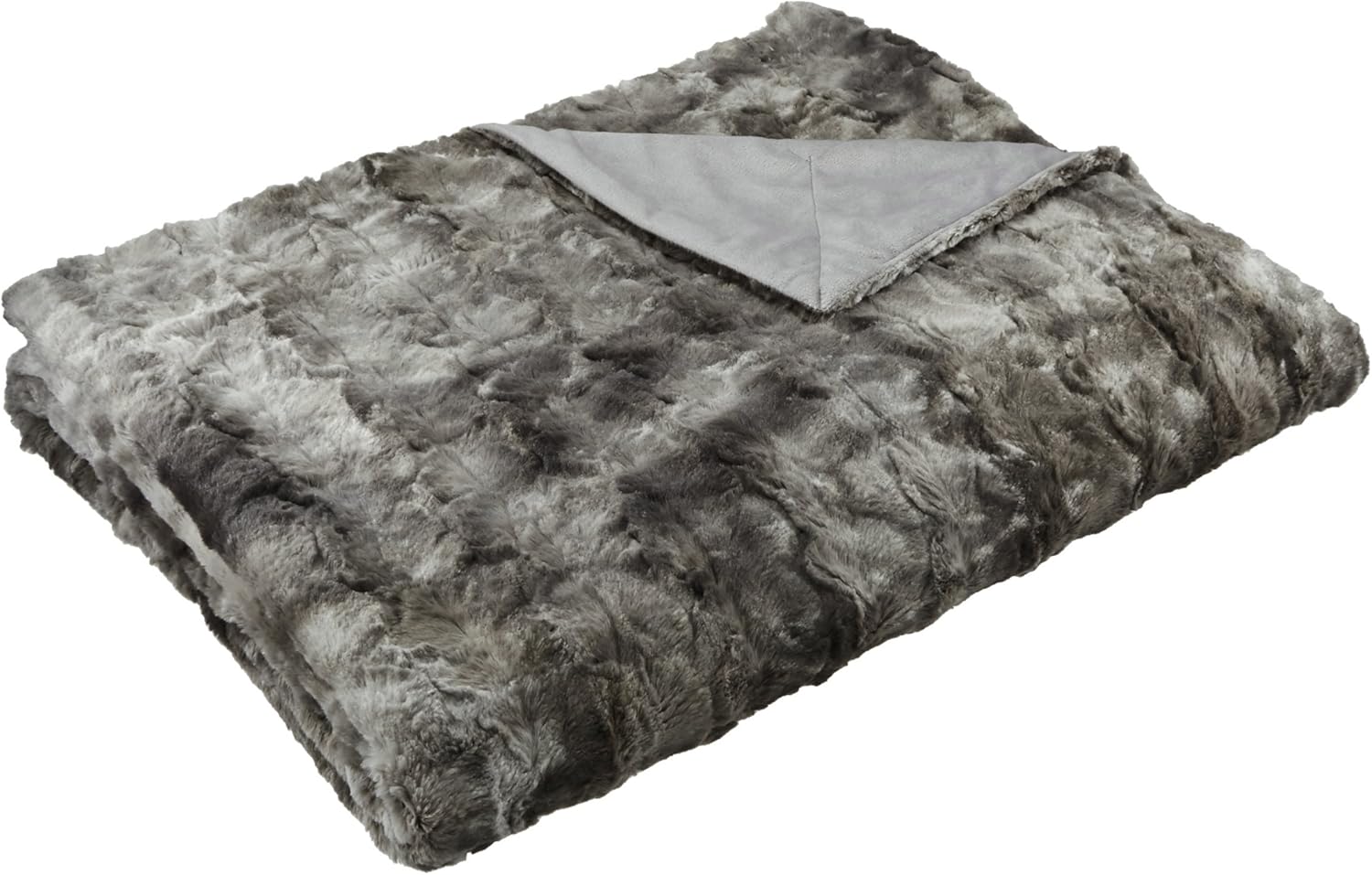 Pinzon Faux Fur Throw Blanket - 63 x 87 Inch, Frost Grey: Home & Kitchen