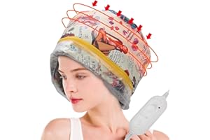 Heating For Deep Conditioning, 3 Gear White Fashion Pattern Adjustable Brim Hair Thermal Treatment with Over Temperature for 