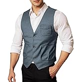 Ronony Mens Dress Vest Slim Fit Casual Business Top Lightweight Botton Down Waistcoat Formal V Neck Wedding Suit Vest Clothes