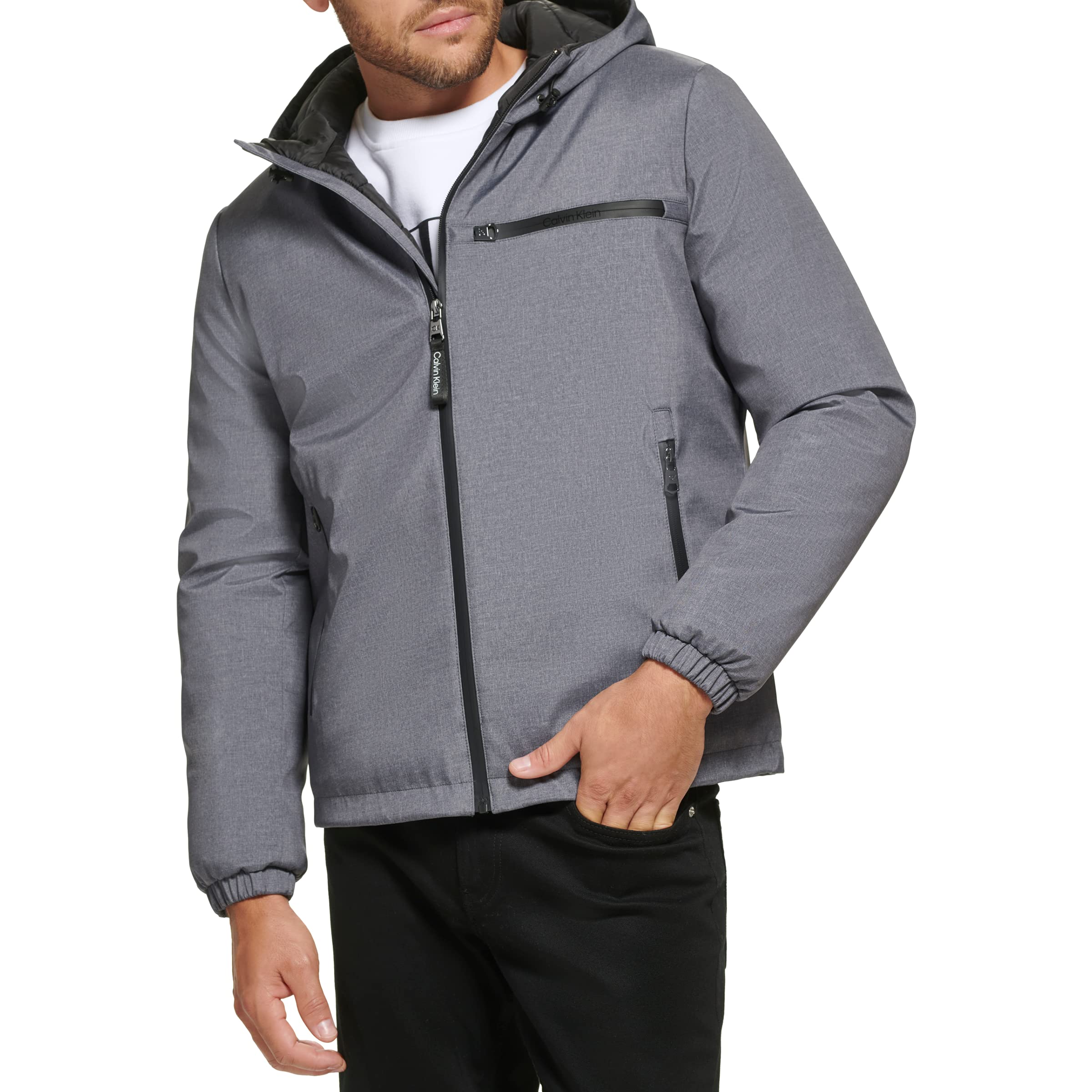 Calvin Klein mens OUTERWEAR Jacket,Light Grey Heather,Small