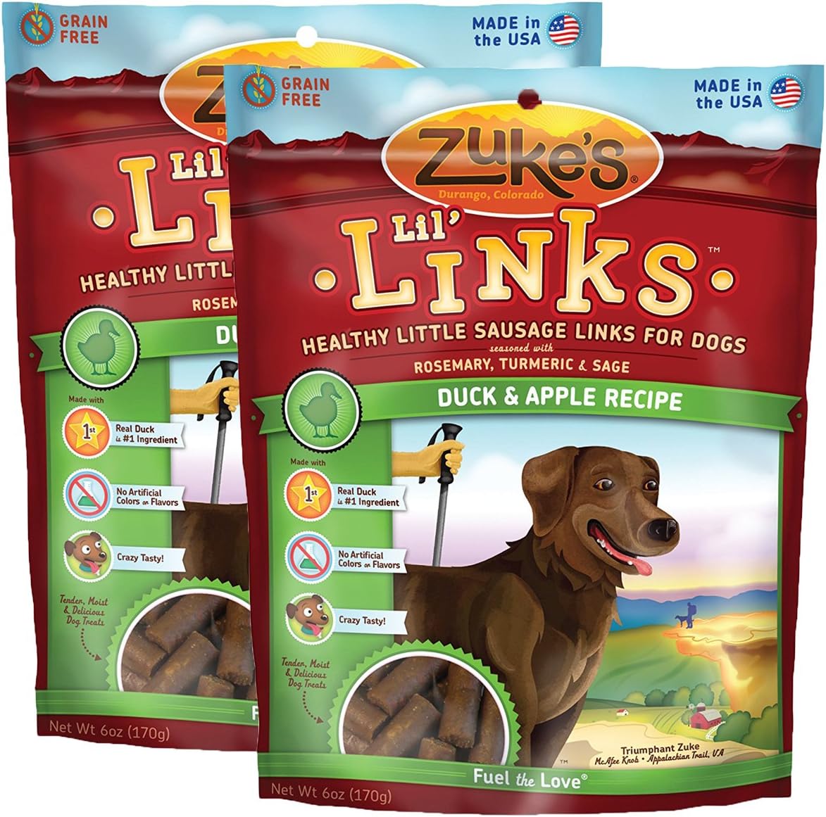 Zuke's Lil' Links Healthy Little Sausage Links for Dogs, Duck, Pack of 2