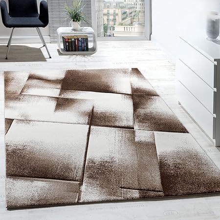 Tappeto Di Design Per Soggiorno Moderno Tappeti A Pelo Corto Mélange Marrone Crema Beige Dimensione120x170 Cm