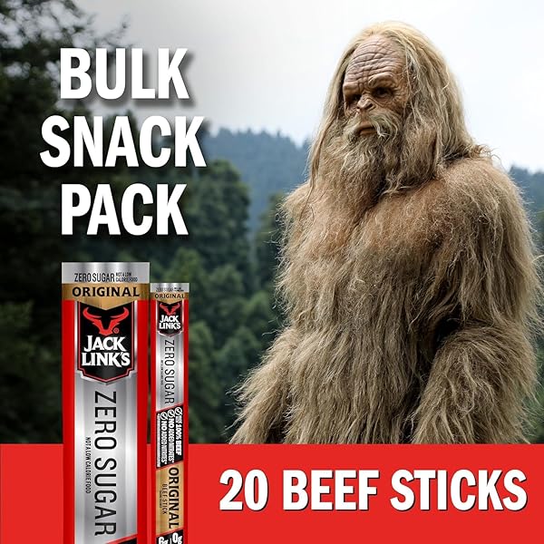 JACK LINK’S ORIGINAL ZERO SUGAR BEEF STICKS – (20 PACK) 0.92 OZ MEAT STICKS – READY TO EAT PROTEIN SNACKS – 5G PROTEIN PER SERVING – MADE WITH 100% REAL BEEF