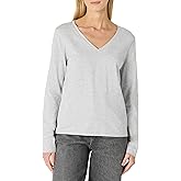 Amazon Essentials Women's 100% Cotton Regular-Fit Long-Sleeve V-Neck T-Shirt