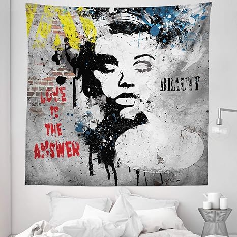 Amazon Com Lunarable Graffiti Tapestry Queen Size Modern And Grunge Wall A Girl And Words Casual Youth Urban Fashion Print Wall Hanging Bedspread Bed Cover Wall Decor X Yellow Grey Home Amazon Com Lunarable Graffiti Tapestry Queen Size Modern And Grunge Wall A Girl And Words Casual Youth Urban Fashion Print Wall Hanging Bedspread Bed Cover Wall Decor X Yellow Grey Home