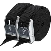 NRS 1" HD Tie-Down Straps 9' Pair Stealth Black
