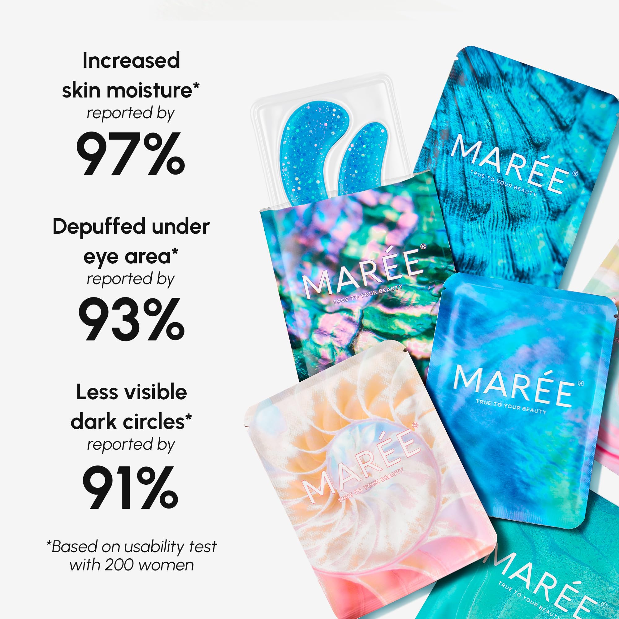 MAREE Eye Gels - Pads Under Eye Patches for Puffy Eyes and Dark Circles with Collagen & Hyaluronic Acid - Anti Wrinkles Under Eye Masks Skincare Treatment for Puffiness & Bags - Parches Para Ojeras