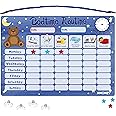 Amonev Magnetic Bedtime Routine Chart Reward Chart and Sleep Training Stay in Bed Chart for Boys Girls Toddlers and Young Children with Magnetic Stars. Reusable Wall Chart. Two Child.