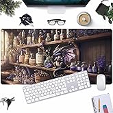 Purple Dragon Desk Mat Cute Large Gaming Keyboard Mouse Pad, Dragon Magic Desk Pad Extended Mouse Pad Gaming Office Decor for Pc Laptop Mouse Pads (31.5x15.7 in) with Stitched Eges Non-Slip Base