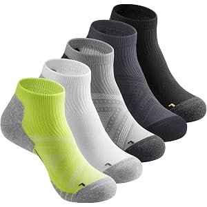 GOWAAW Men's Athletic Ankle Socks, Cushioned Running Socks for Men, Breathable Moisture Wicking Low Cut, 5 Pairs, Socks Size