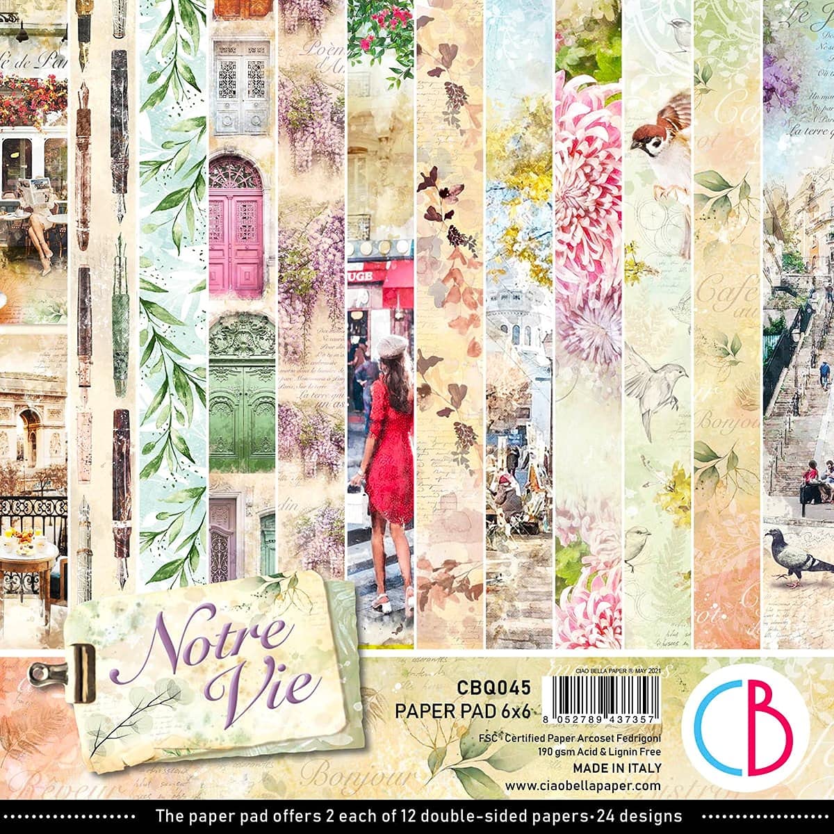 6"x6"Ciao Bella Paper Pad Notre Vie