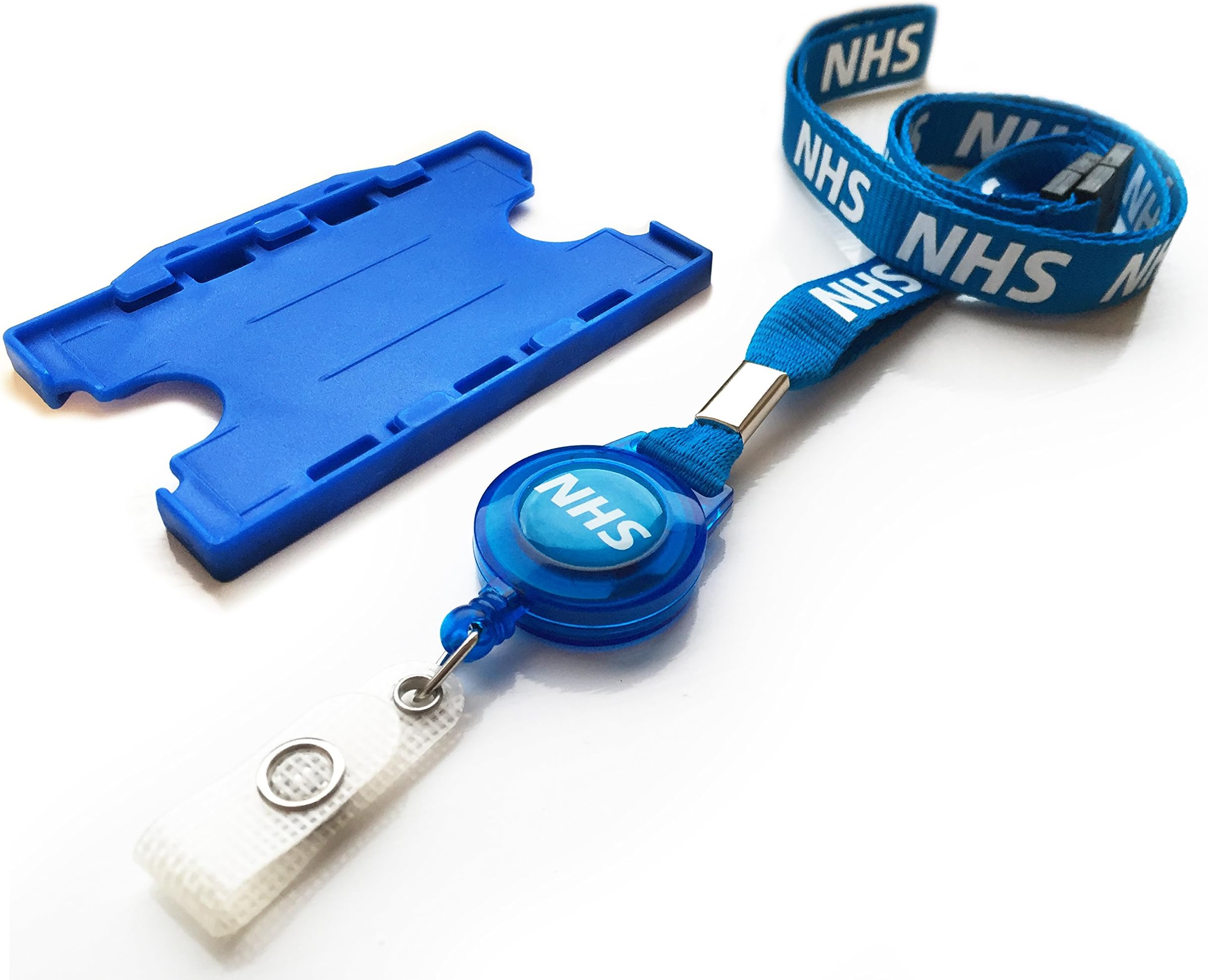 ACB T2-ZDTY-6UJE NHS Double Breakaway Lanyard with Badge Reel and Blue Double Sided Holder