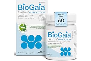 BioGaia Gastrus Pure Action | 60 capsules | For IBS, Gas, and Bloating | Helps reduce significantly abdominal pain & discomfo
