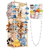 Stuffed Animal Storage, Wood Stuffed Animal Zoo Storage with Wheels, Space Save Toy Organizer, Large Capacity Plush Holder for Playroom Bedroom, 54 inch