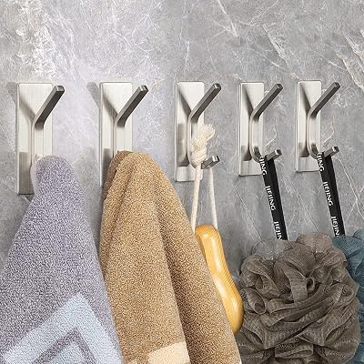 GlazieVault Self Adhesive Hooks 5 Packs | Wall Mount Door Hooks 6 kg