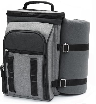 Andrew James 2 Person Picnic Bag & Insulated Cooler Bag with Blanket