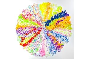 50 Pcs Hawaiian Leis Bulk, Colorful Tropical Luau Hawaii Silk Flower Leis For Hawaiian Themed Birthday, Wedding, Summer Beach