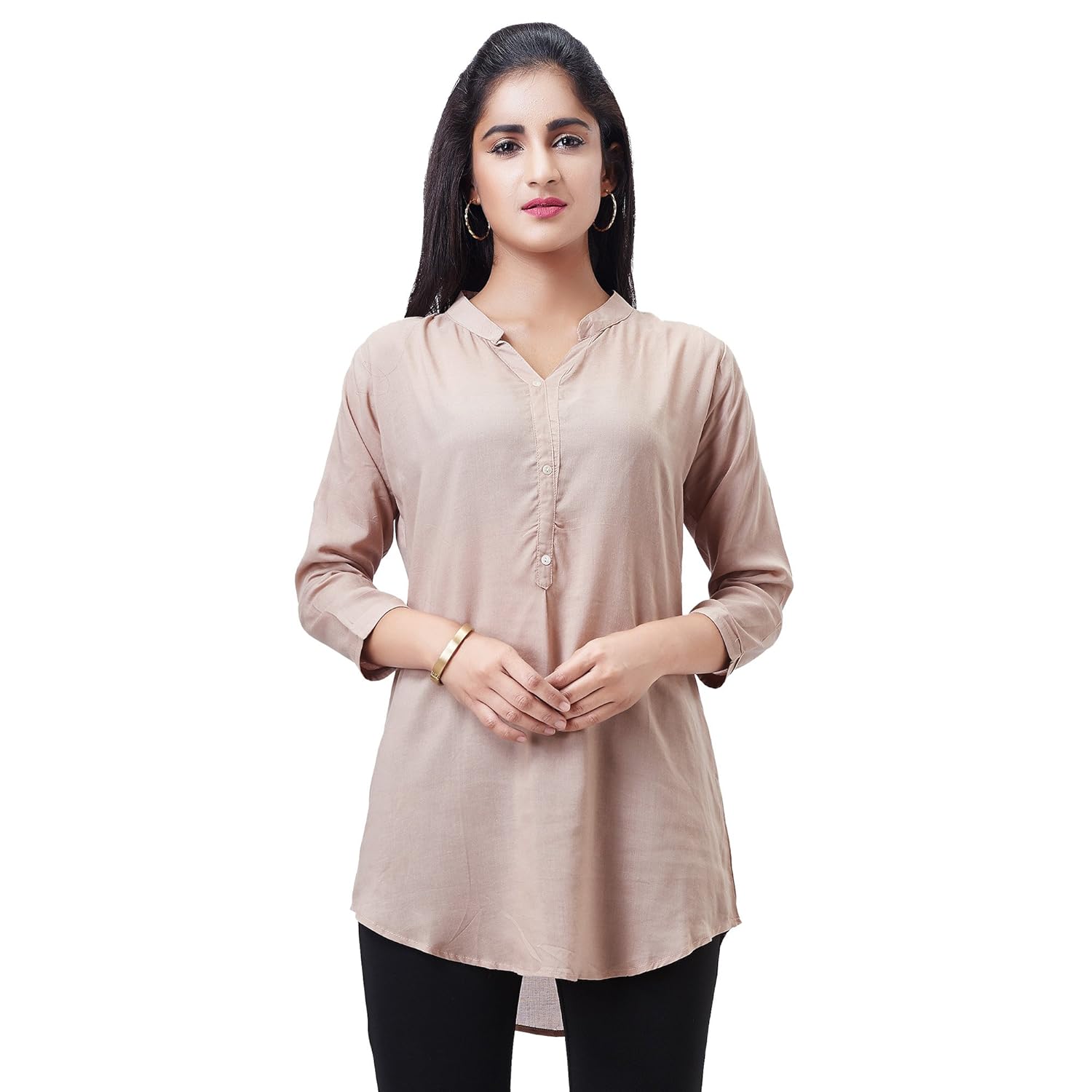 aarnaa women's muslin 3/4th sleeve mandarin collar kurti (art01_15)