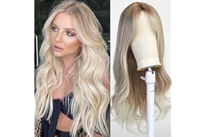 Esmee Long Wavy Blonde Wigs for Women Natuaral Synthetic Hair Heat Resistant Ombre Wig for Daily Party Cosplay Use