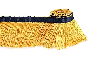 BEL AVENIR Tassel Fringe Trim 6.8 Yard x 2 Inches Sewing Fringe Trim with Blue Ribbon DIY Decoration for Clothes and Home Accessories(Gold)
