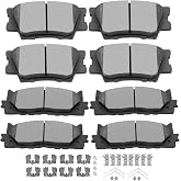 SCITOO Ceramic Front Rear Disc Brake Pad Set Fit For Toyota For Camry 07-17 | 2013-2018 For Lexus For ES300h,2007-2018 For Lexus For ES350,2008-2018 For Toyota For Avalon; D1222 D1212; 8PCS w/Hardware