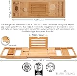 Temple Spring Bath Tray Bamboo Extendable Bathtub Caddy with Back Rest view 3