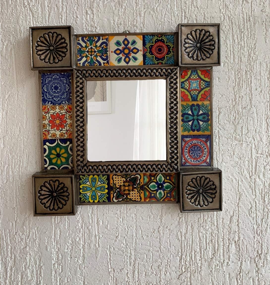 Mirror With Mexican Tiles Wall Hanging Mexican Home Decor, Outdoor Wall