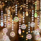 Kenning 12 Pcs Christmas Crystal Suncatchers Hanging Ornaments Gifts Sunflower Sun Catchers with Crystal Prism Colored Maker Sun Catcher Pendant Ornament for Window Party Wedding Garden Home Decor